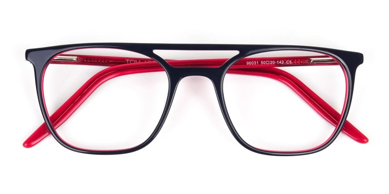 Red & Navy Blue Aviator Spectacles - 1