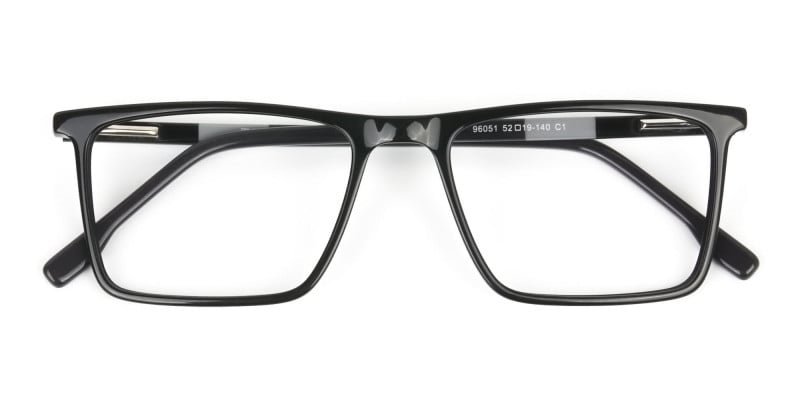 Unisex Black Rectangular Glasses - 1
