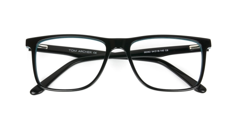 Designer Black & Teal Spectacles in Rectangular - 1