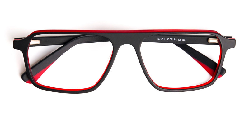 Black and Red Rectangular Full Rim Glasses frames-1