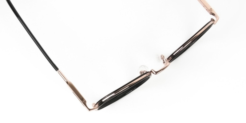 Black and Rose Gold Eyeglasses in Round - 1