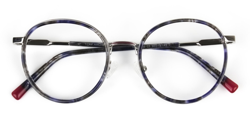 Ocean Blue Tortoise & Silver Eyeglasses - 1
