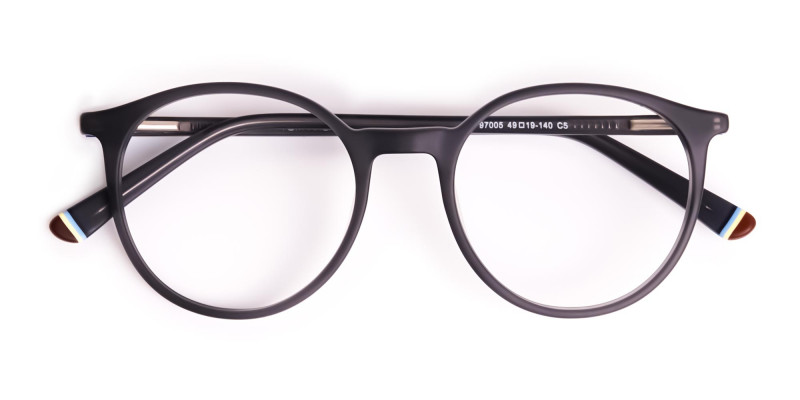 matte and dark grey round full rim glasses frames-1