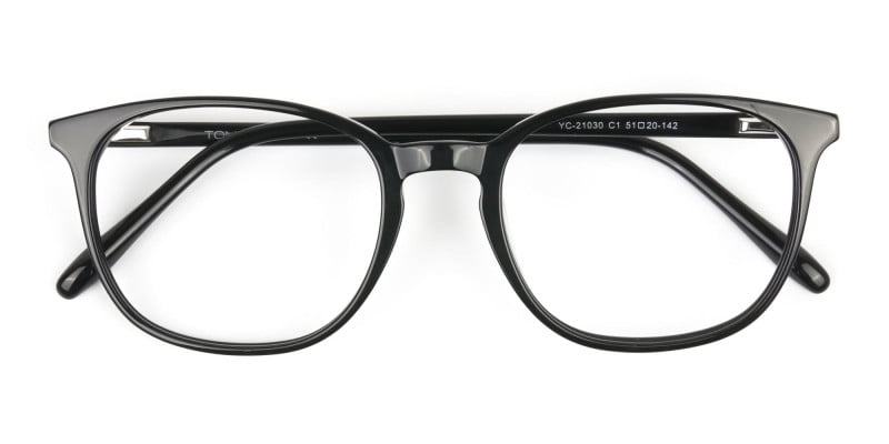 Black Wayfarer Glasses Thin Frame - 1