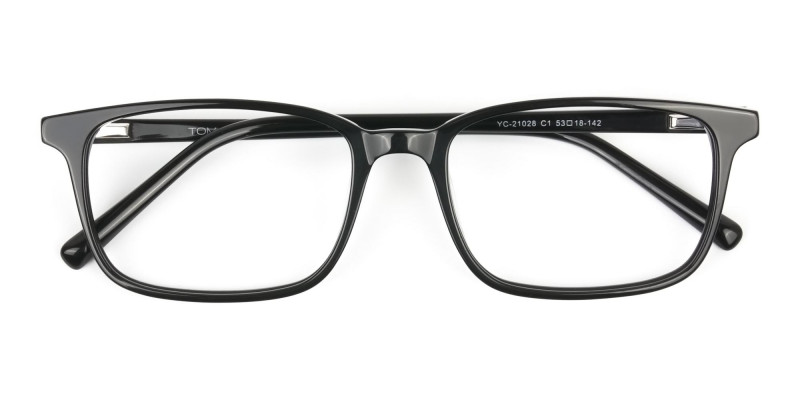 Horn Rimmed Black Eyeglasses in Rectangle - 1