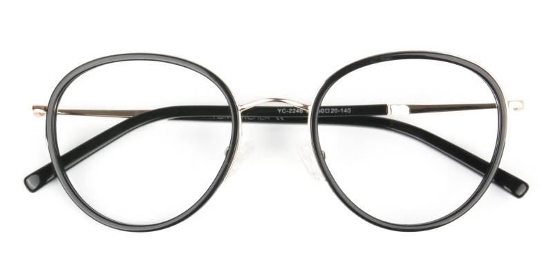 Retro Black & Silver Circular Glasses - 1