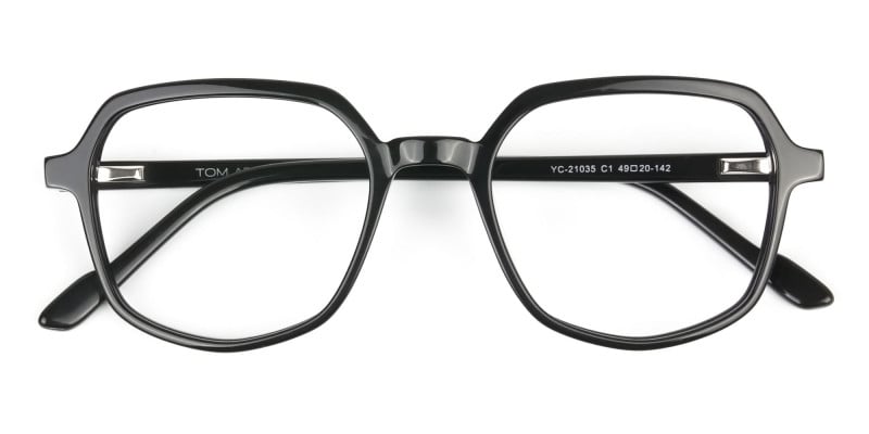 Geometric Frame Glasses in Black - 1