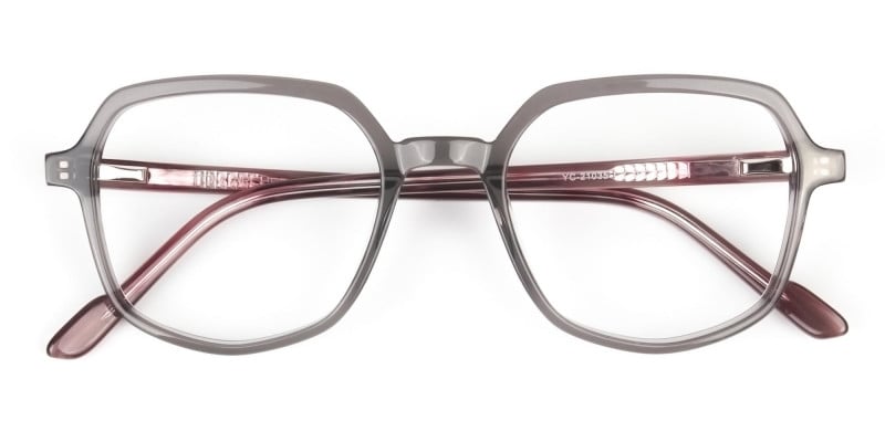 Geometric Heptagon Glasses in Grey Red - 1