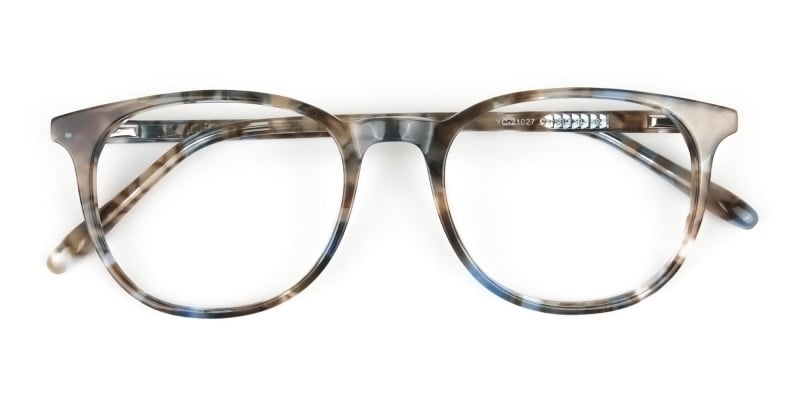 Tortoiseshell Brown and Blue Frame Glasses - 1