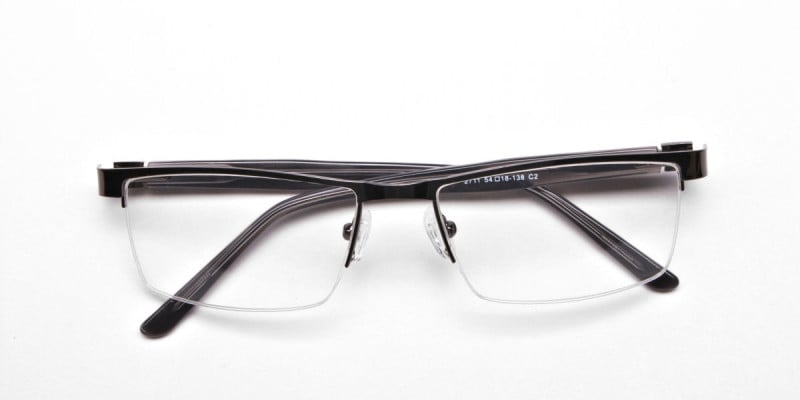 Rectangular Glasses in Gunmetal, Eyeglasses -1