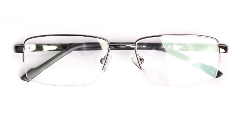 gunmetal and black half rim rectangular glasses frames-1