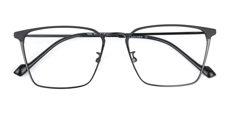 Black Wayfarer Glasses in Lightweight Metal -1