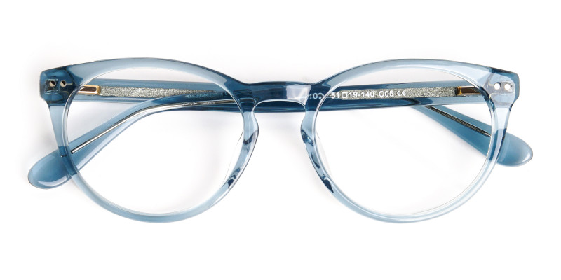 transparent blue round full rim glasses frames-1