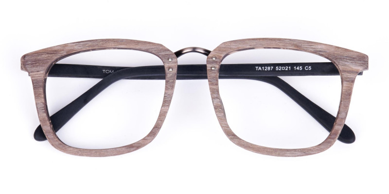 Wooden Texture Walnut Brown Rim Glasses-1