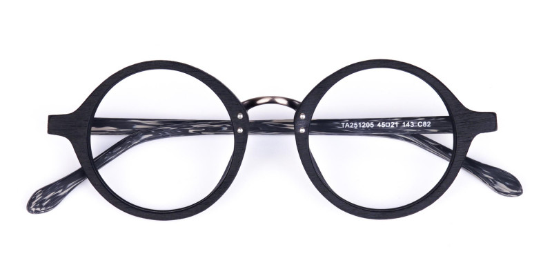 Black-Round-Full-Rim-Wooden-Glasses-1