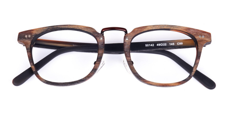 Tortoise Square Full Rim Wooden Glasses-1