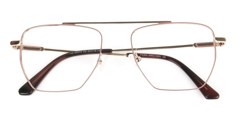 Lightweight Brown and Rose Gold Wire Frame Glasses Men Women - 1