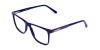 Navy Blue Red Rectangular Glasses