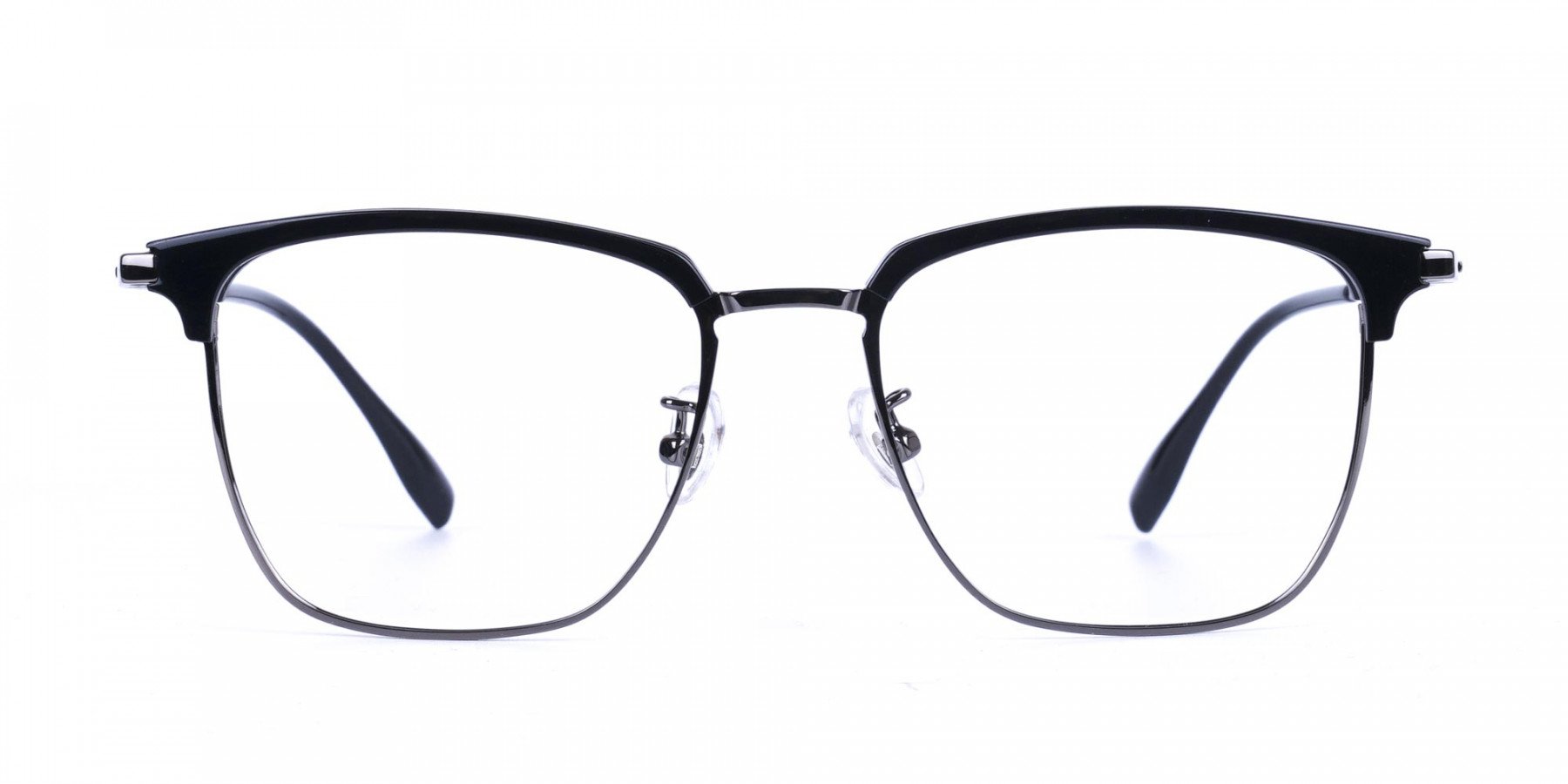 Wayfarer Black & Gunmetal Browline Glasses - 1