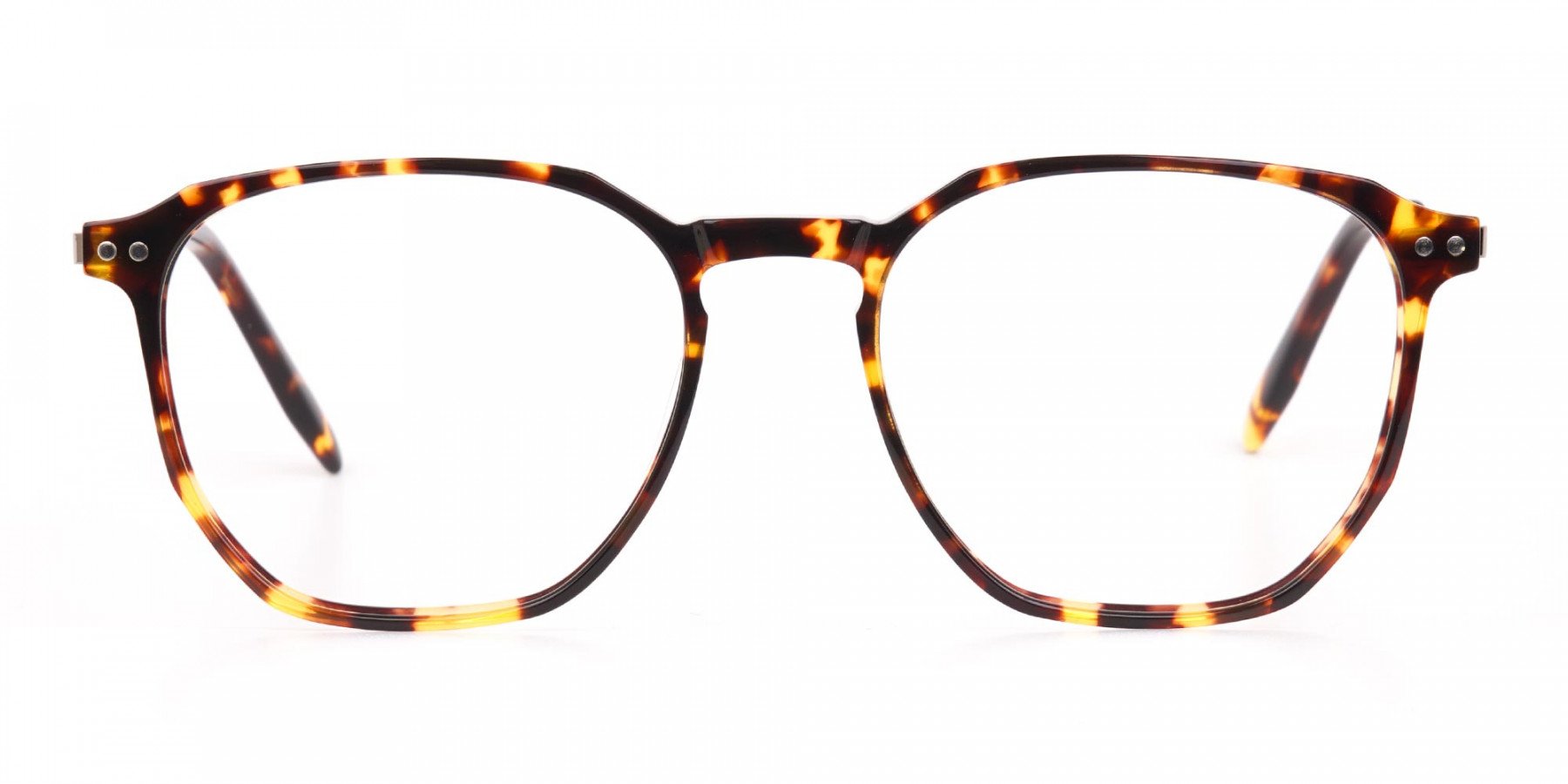 Tortoise Geometric Glasses Frame Unisex-1