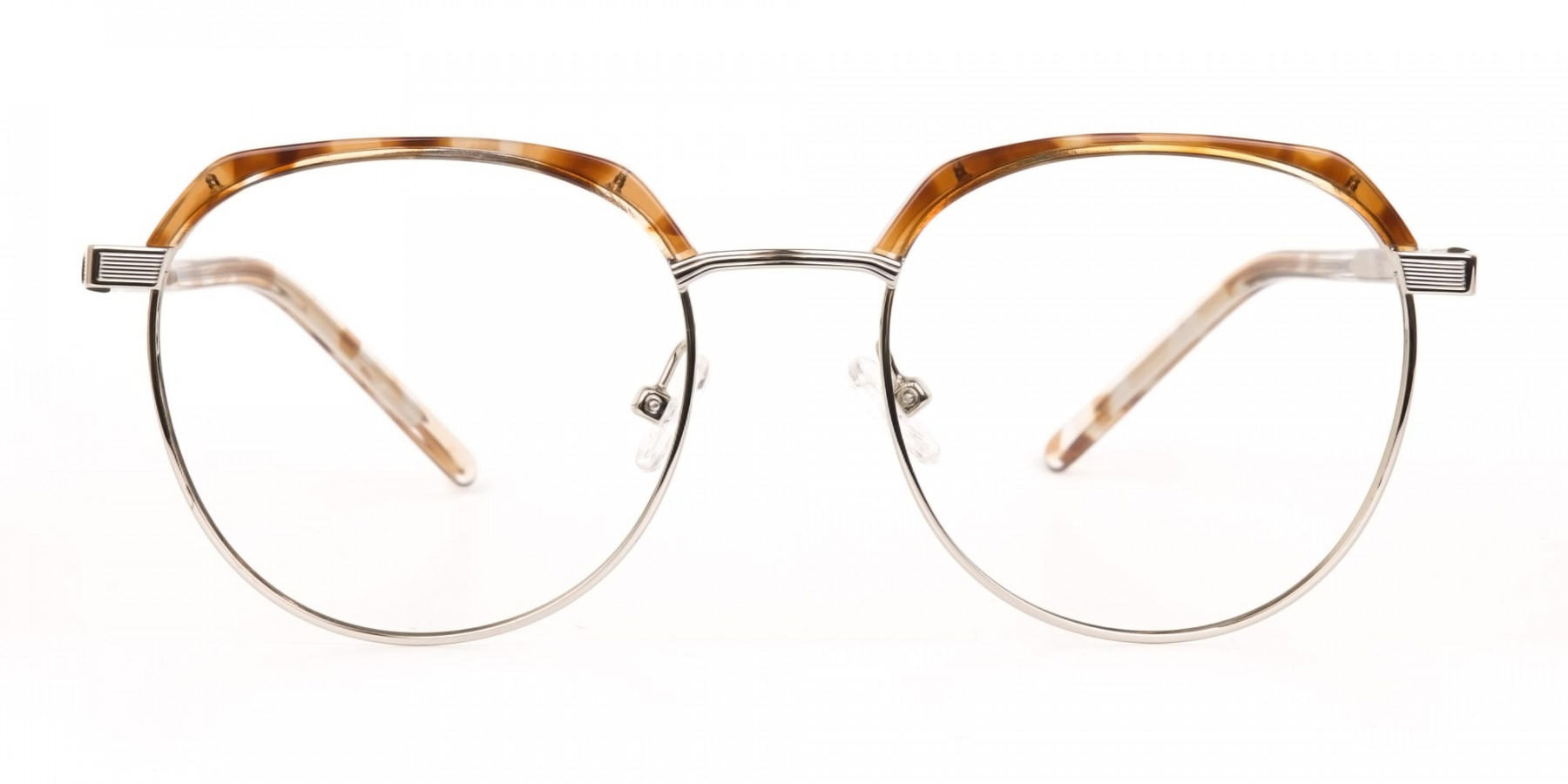 Brown, Honey Tortoise & Silver Browline Glasses-1