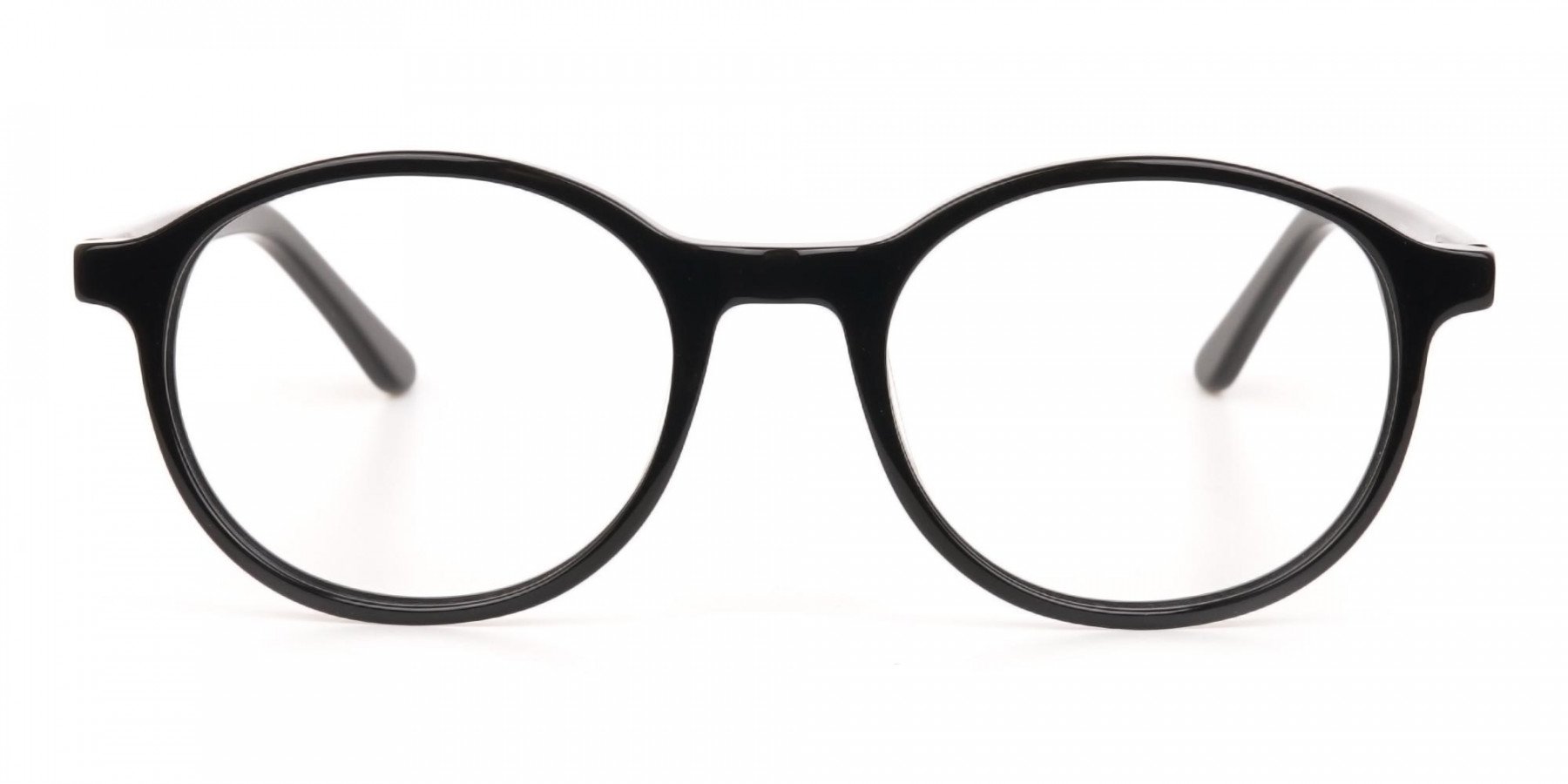 Black Acetate Round Eyeglasses For Unisex-1