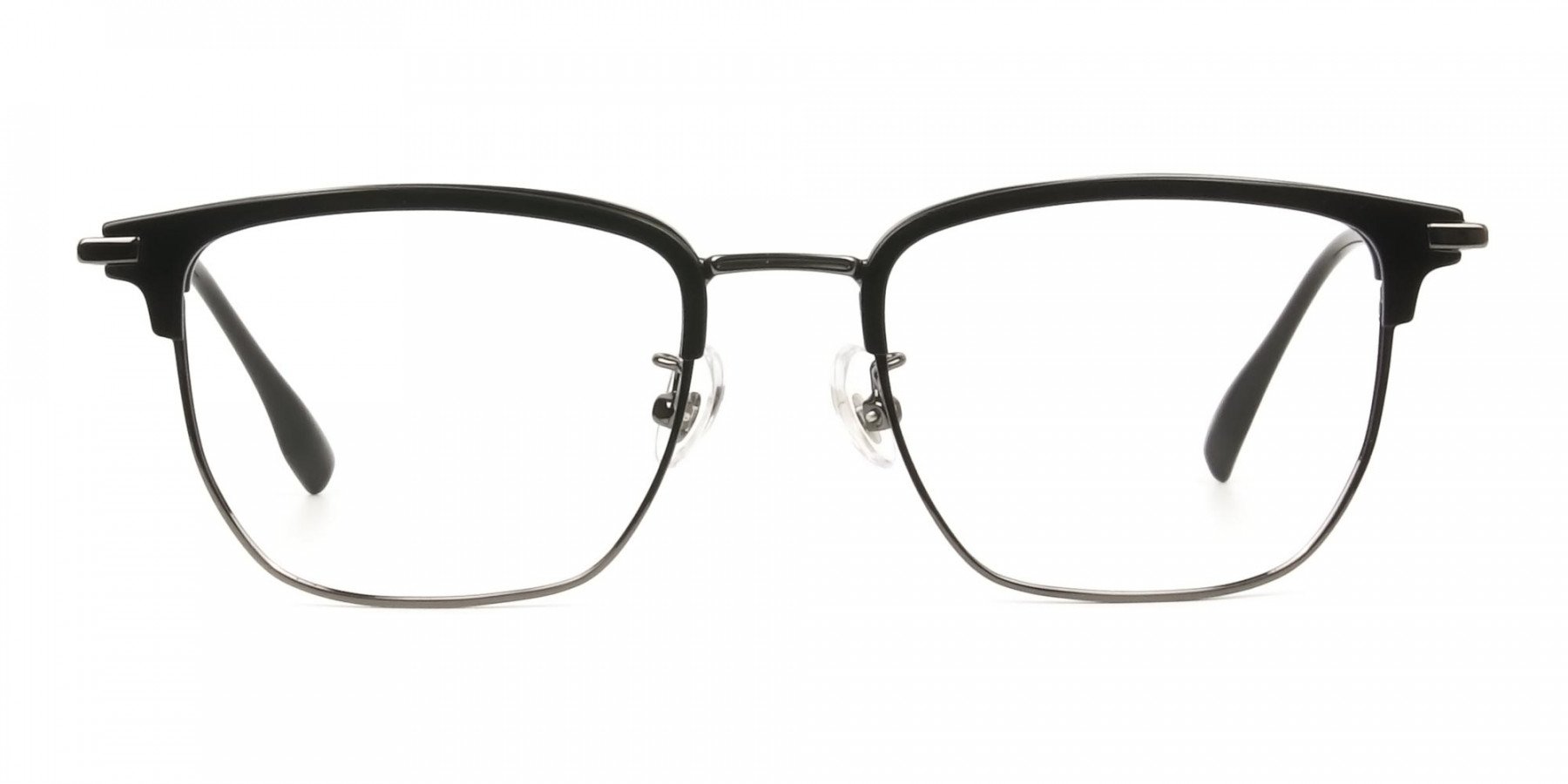 Wayfarer Browline Black & Gunmetal Large Frame Glasses - 1