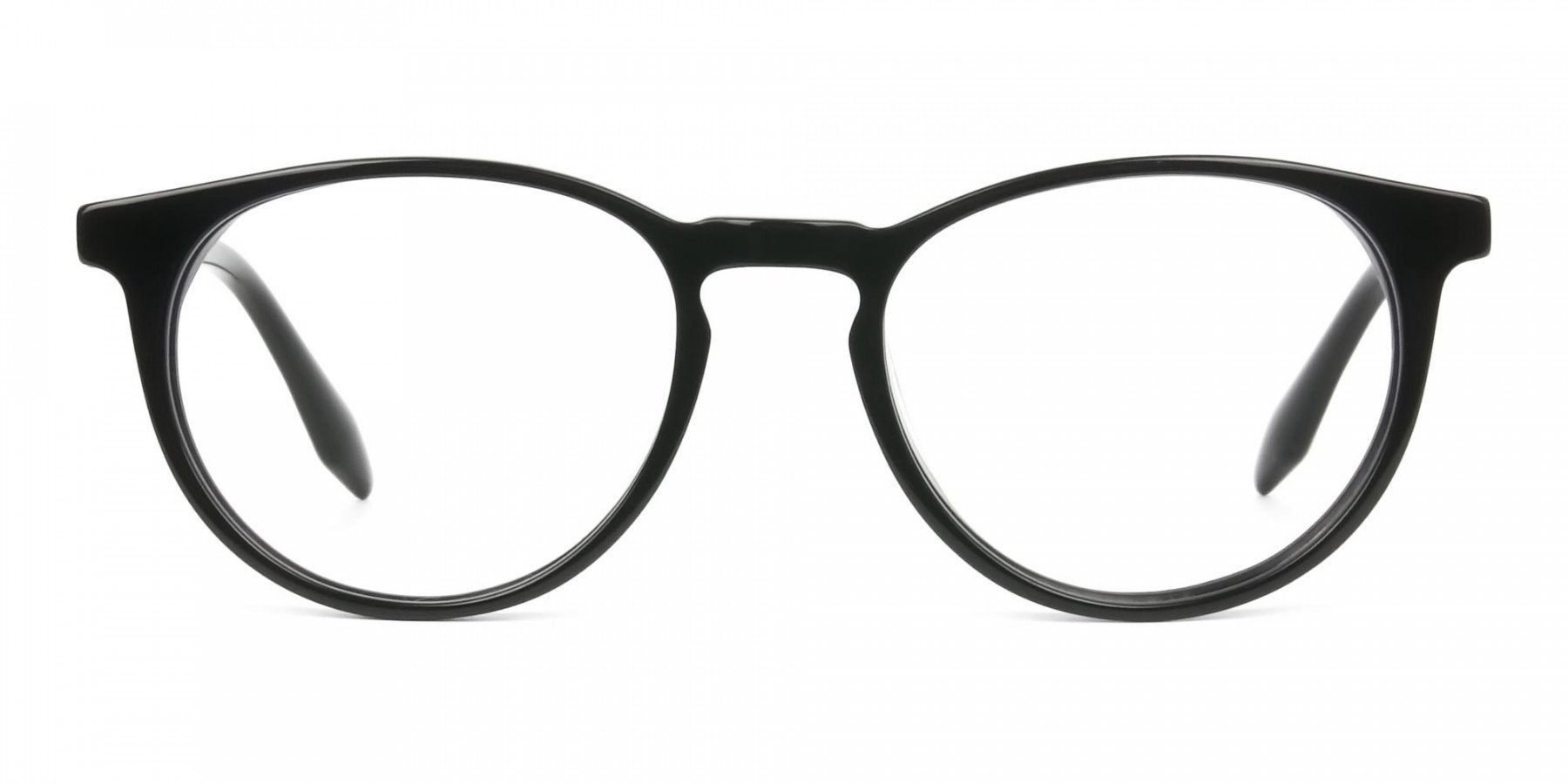 Keyhole Black Retro Round Glasses in Acetate - 1