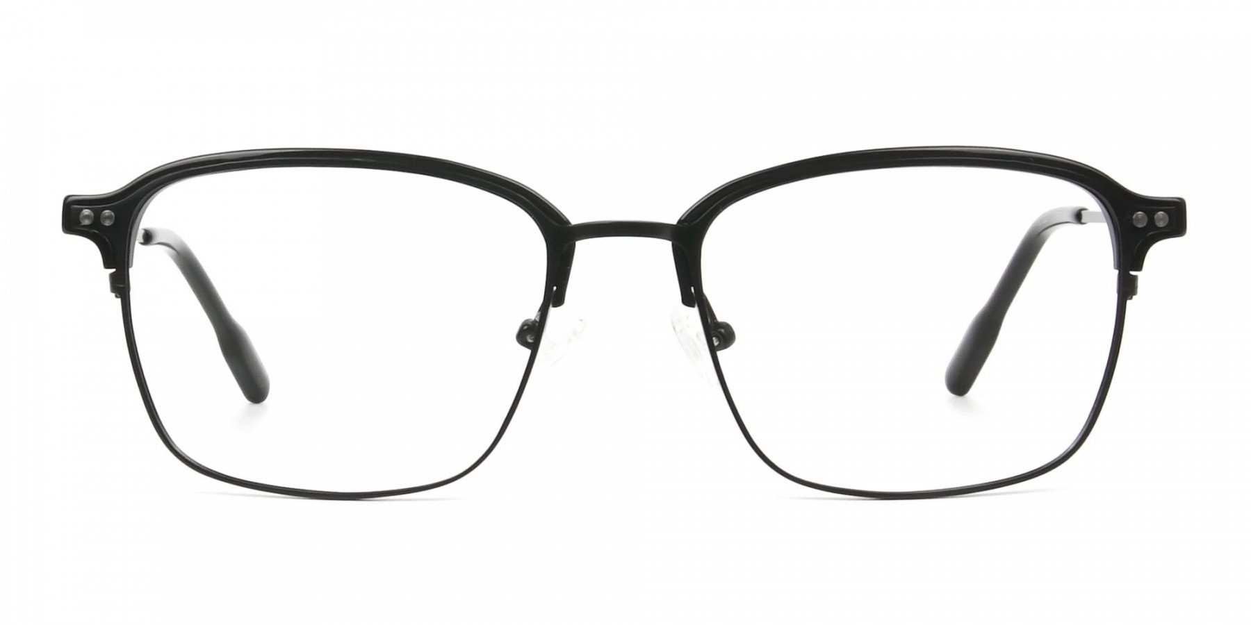 Retro Black Clubmaster Glasses in Rectangular - 1