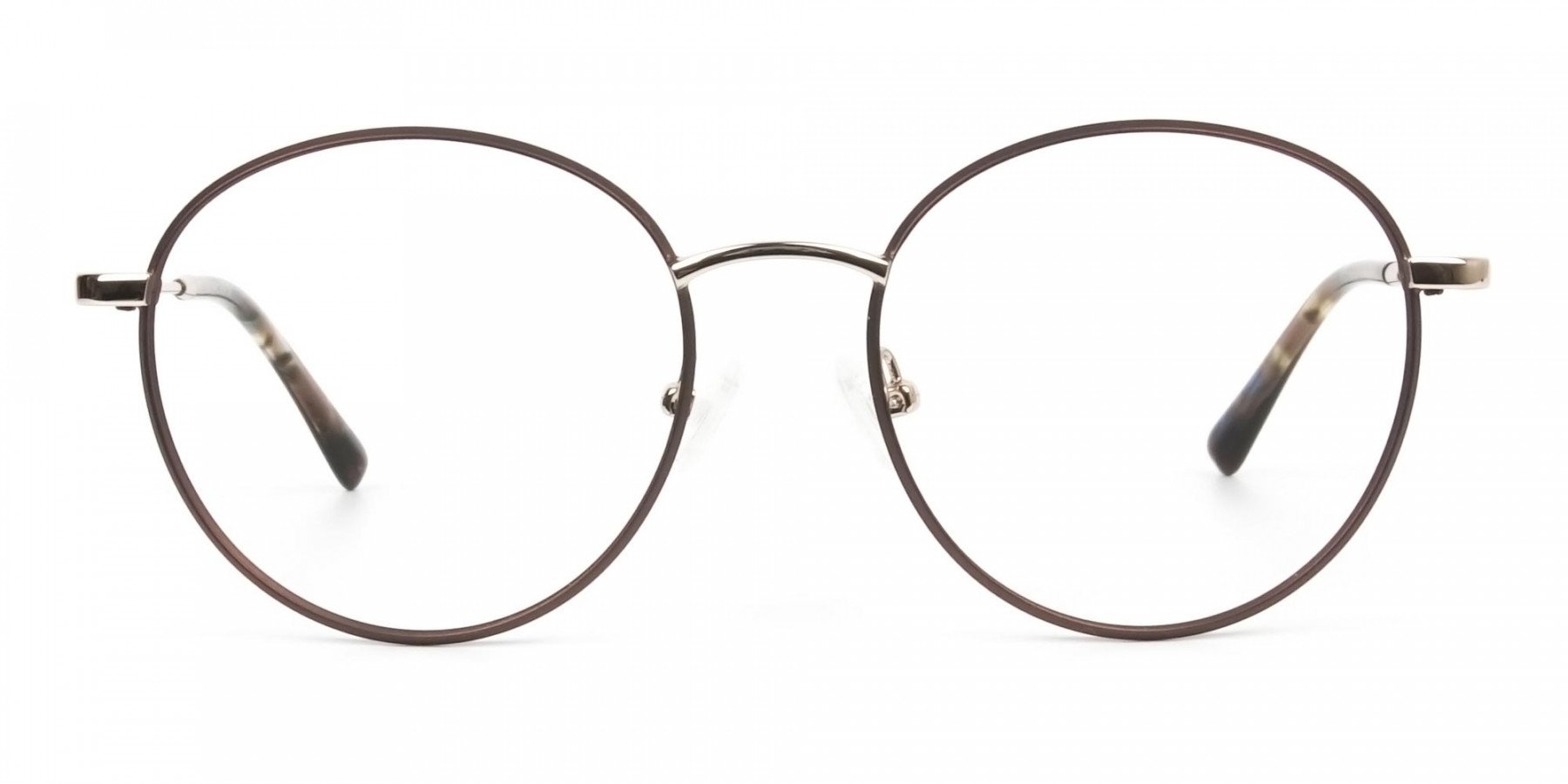 Circular Wire Frame Glasses Gold & Brown Men Women - 1