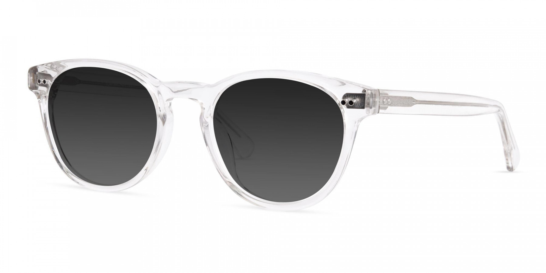 Transparent Round Dark Grey Tinted Sunglasses | Specscart.®