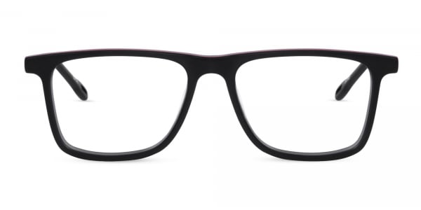 Matte Black Rectangular Acetate Full Rim Eyeglasses-1
