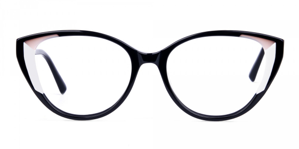 Black and Translucent Cat Eye Glasses Frame