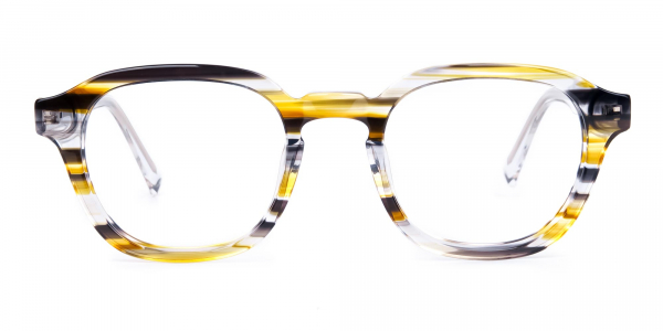 Black Yellow Crystal Geometric Glasses 