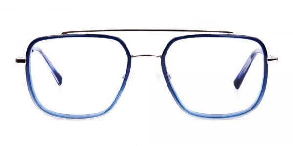 Navy Blue and Silver Aviator Glasses-1