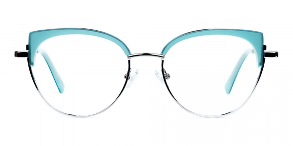 Blue and Silver Cat Eye Glasses Frame