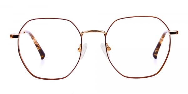 Brown and Gold Geometric Glasses