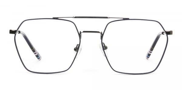 Dark Navy & Gunmetal Thin Metal Glasses  