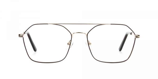 Geometric Aviator Brown & Gold Spectacles  