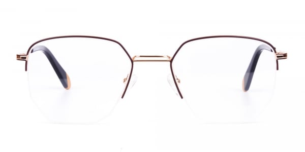 Brown Gold Geometric Aviator Glasses