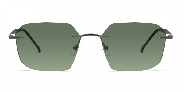 green tint rimless sunglasses