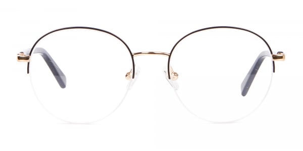 Black & Gold Half rimmed Designer Glasses UK