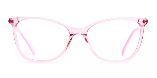 Crystal Clear or Transparent blossom and hot Pink Round Glasses Frames