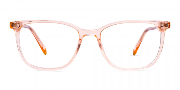Transparent or crystal clear Orange Wayfarer and Rectangular Glasses Frames