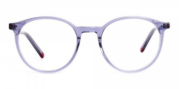 crystal clear and transparent grey round glasses