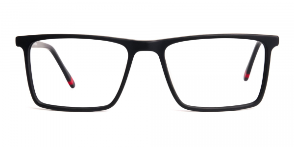 matte black full rim rectangular glasses frames