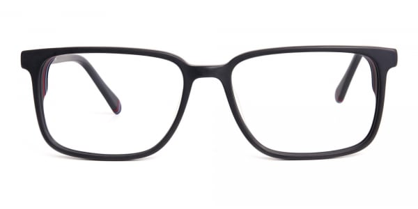matte black thick design rectangular glasses frames