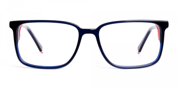 blue thick design rectangular glasses frames