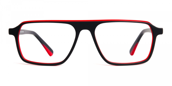 Black and Red Rectangular Full Rim Glasses frames