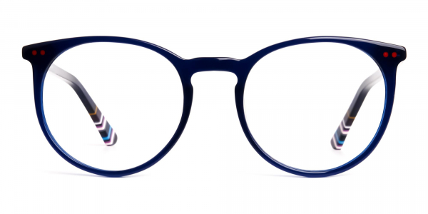 Bright Indigo Blue Designer Round Glasses frames